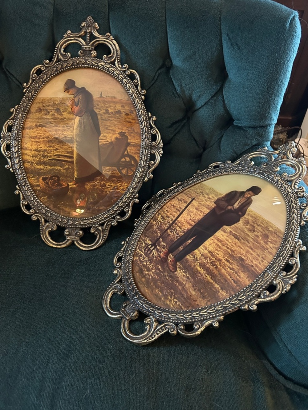 Convex Bubble Glass framed prints of The Angelus Peasant Farmers - Picture 8 of 9
